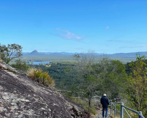 Someone standing looking at view from Tinbeerwah