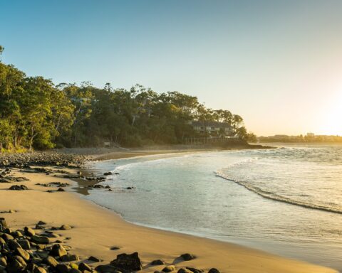 Sunset at little cover Little Cove noosa accommodation