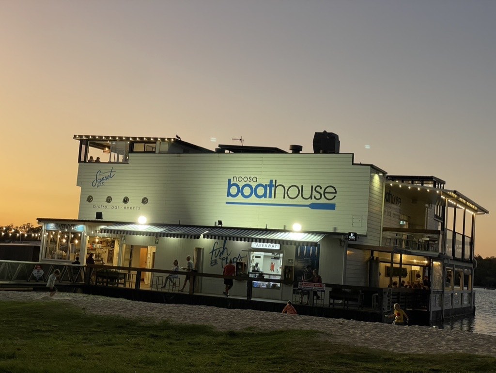 Noosa Boathouse  on Gympie Terrace at sunset