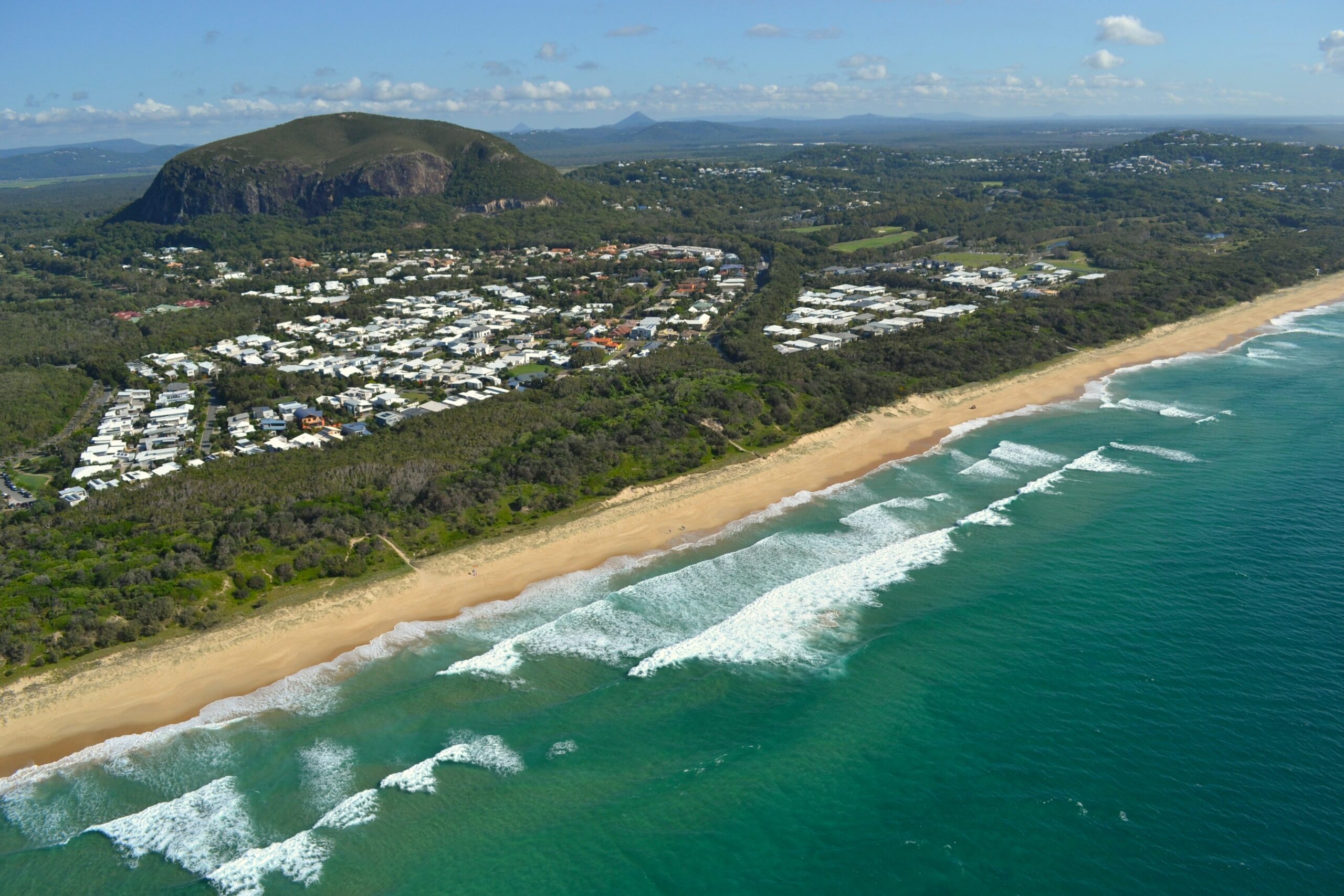 Aerial view over Mount Coolum