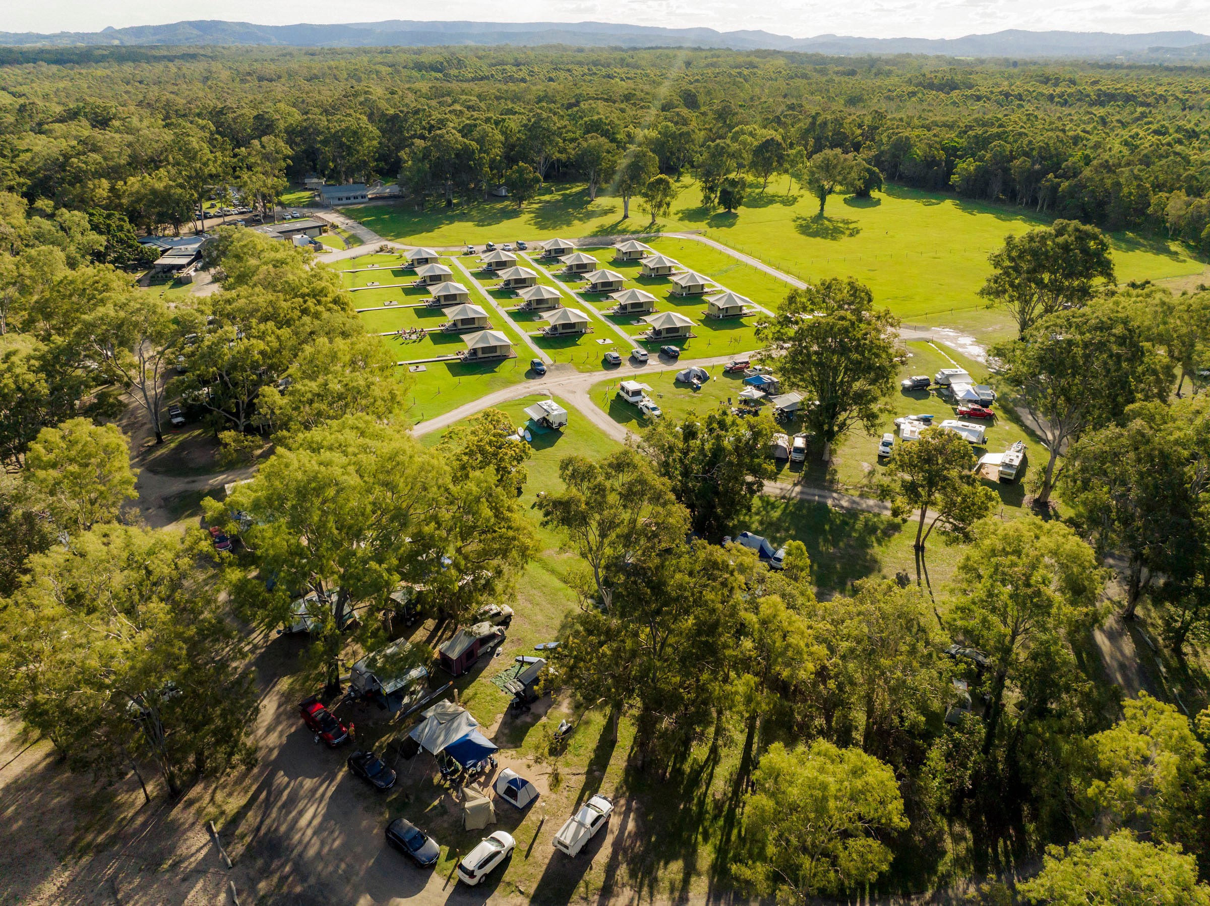 Drone view of Habitat Noosa from above 